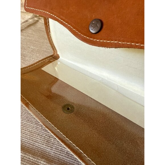 Vintage Cowhide Leather Checkbook Wallet With Coin Pocket & Card Holder Tan - Picture 12 of 16